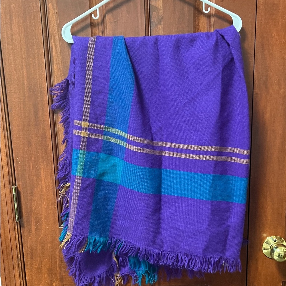Purple and Blue Fringed Scarf